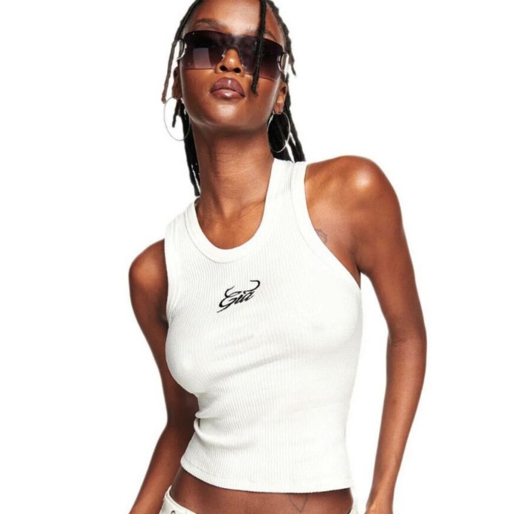 I.AM.GIA White Ribbed Aerglo Tank Top